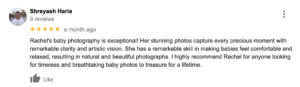 5 star google review of edinburgh newborn photographer beautiful bairns photography by happy client who wrote review after their newborn session